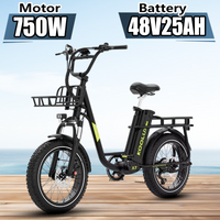 KOOLUX X7 E-Bike 750W Powerful Motor 48V25AH Removable Battery E-bike City Commuting 20*4.0 inch Fat Tire Mountain Electric Bike