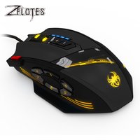 ZELOTES C-12 Wired Mouse USB Optical Gaming Mouse 12 Programmable Buttons Computer Game Mice 4 Adjustable DPI 7 LED Lights Mouse