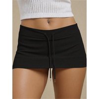Short skirt 2026 new versatile casual lace up solid color hip hugging hot spicy skirt pants half body skirt