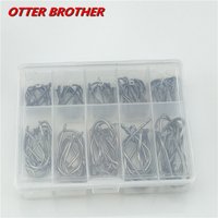 100pcs/box Fishhooks 3#-12# 10series High Carbon Steel Barbed In Fly Fishing Hook Worm Pond Fishing Bait Holder Jig Hole Hook