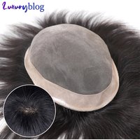 Human Hair Prosthesis for Men Breathable Fine Mono with NPU Toupee Hairpiece Natural Black Male Wig Replacement System 6Inch