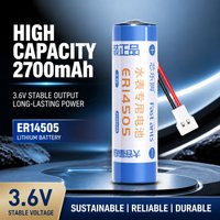 1pcs ER14505 3.6V lithium thionyl chloride battery Plug 2Pins connector AA 2700mAh for Smart Water Meter Gas Meter Flowmeter