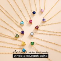 eManco Simple Women's Necklaces Stainless Steel Gold-Plated Chain Zircon Heart Pendant choker Wedding Bohemian Jewelry Gifts