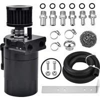 Universal Oil Catch Container Auto Aluminum 300ML Universal Bfled Engine Oil Catch Can Reservoir Tank Oil with Air Filter Kit