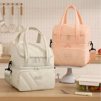 Fashionable Popular Double-layer Lunch Bag, Large Capacity, Waterproof Lunchbox Bag, Camping Tote, Shoulder Insulated Bag