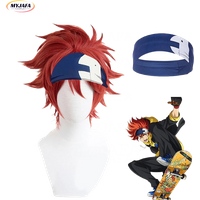 SK8 The Infinity Reki Kyan Cosplay Wig Headband Hairband SK8 Cosplay Red Short With Bangs Heat Resistant Synthetic Wigs + WigCap