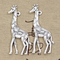 8pcs Charms Giraffe Deer 53x23mm Antique Silver Color Pendants DIY Crafts Making Findings Handmade Tibetan Jewelry