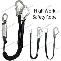 25KN Aerial Work Safety Harness Belt Rope with Hooks Electrician Protective Safety Belt Rope Buffer Bag Anti Fall Elastic Sling
