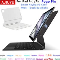 Pogo Pin Magic Keyboard for iPad Pro 11 12.9 13 inch M5 M4 M3 M2 Air 5th 4th 6th 7th 8th Gen Multi-Touch Smart Case Cover Folio