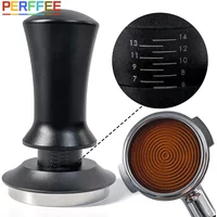 Coffee Tamper 54mm Ripple Base Espresso Tamper Barista Spring Loaded Coffee Tamper with Depth indication Tampers 51mm 53mm 58mm