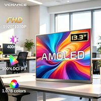 13.3'' AMOLED Portable Monitor OLED Screen 100%DCI-P3 One Cable USB-C Travelling Display On The Go for Office Laptop Mac Windows