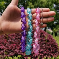 Boho Acrylic Heart Shape Beads Choker Necklace for Women Girls Cute Resin Colorful Geometric Necklaces Valentine Jewelry gifts