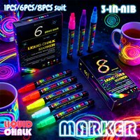 8pcs Wet Erase Liquid Chalk Marker Pens, Vibrant Random Color Chisel Tip, Smudge Proof & Easy Wipe for Home & Office