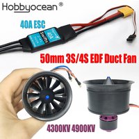 Hobbyocean 40A ESC 50mm EDF Duct Fan 4900KV 4300KV 11 Propeller Brushless Motor for Rc Jet Airplane EDF Plane Model Accessories