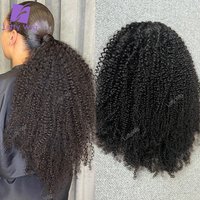 Afro Kinky Curly Ponytail Human Hair Extensions Mogolian Remy Hair Drawstring Ponytail Wrap Around Pony Tail Hairpieces Luffy