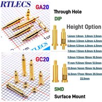500/200/20Pcs Spring-Loaded Pogo Pin Connector 2A SMD Height Adjustable 1.6mm to 22.5mm DIP through Holes Test Probe Gold Plated
