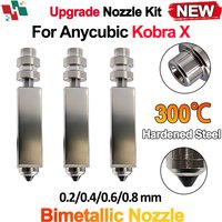Upgrade Anycubic Kobra X Hotend Bimetallic Nozzle High TemperatureFor Anycubic Kobra X 0.2/0.4/0.6/0.8mm 3D Printers Accessories