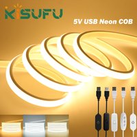 5v Dimmable COB LED Strip USB Dimmer Switch Touch White Natural Warm High Density Flexible Ribbon Tape 320LED/M Room Night Light