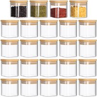 4oz 6Packs Glass Jars Set with Minimalist Spice Labels, Square Spice Jars, Food Storage Container Canisters