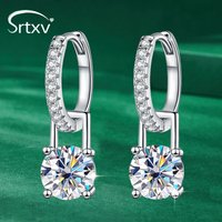 1CT D Color Moissanite Drop Earrings for Women S925 Sterling Silver Stackable Wedding Diamond Hoop Earring Jewelry Certified
