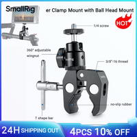 SmallRig DSLR Camera Clamp Mount with 1/4" Screw Ball Head Mount Hot Shoe Adapter and Cool Clamp For Gopro Light Monitor -1124