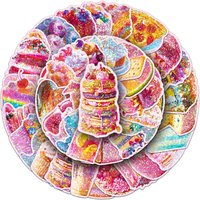 50Pcs Laser Sweet Overload Holographic Stickers Waterproof Sparkle Dessert Decals for Journal Stationery RecordingYourLife Store