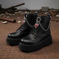 1/2pc Red Heart Cross Shoe Buckle Versatile Thorns Roses Titanium Steel Chain Decorative Accessory Boots Shoe Party Diy Jewelry