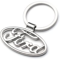 Metal Car Silver Clamping Key Badge Logo Universal Fit for Ford Mustang Explorer Ranger All Models Keychain Accessory Gift Box