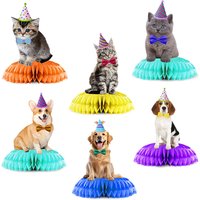 3Pcs/Set Cartoon Pet Cat Dog Theme Desktop Honeycomb Ornament Photo Props for Pet Birthday Baby Shower Party Decoration