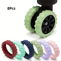 8pcs/set Silicone Luggage Wheel Protective Covers, Scratch Protection Covers for Universal Wheels.Essential Travel Accessorie.