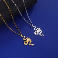 Stainless Steel Snake Animal Necklace with Tail Snake Gothic Rock Men's Pendant Necklace Aesthetic Jewelry Birthday Gift