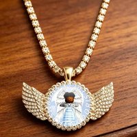 T-Tayvion C-Cole Creative Funny MeMe Angel Wing Glass Cabochon 25MM Pendant Necklace Gift MS019