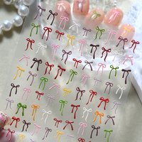 5D Embossed Colorful Bows Nail Stickers Kawaii Black Bowknot Self-adhesive Nails Decals DIY Elegant Manicure Ribbon Decoration