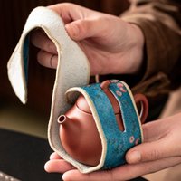 Flower Plush Tea Set Protective Cover Bump-proof Anti-Drop Teapot Cover Cloth Tea Accessories Protection Chinese Style