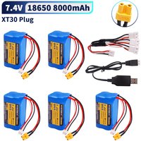 8000mAh 7.4V Li-ion battery with XT30 plug for HUINA 1580 1583 580 550 582 1/14 RC Electric Construction Excavator accessories