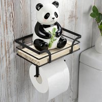 Bathroom Wall-Mounted Wooden Storage Rack with Iron and Wood Combination Tissue Paper Holder for Organizing Toiletries