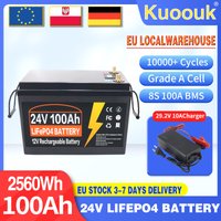 Batterie au phosphate de fer et de lithium (LiFePO4) 12V 24V 100Ah 150Ah 200Ah 350Ah avec BMS intégré pour camping-car, camping en plein air, voiturette de golf, stockage solaire, sans taxes