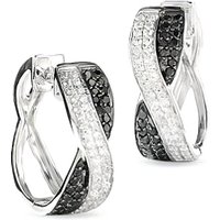 Fashion Black/clear Synthetic Zirconia Inlaid Twist Shape Hoop Earrings Women Simple Design Banquet Festival Jewelry Accessories
