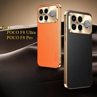 For F8Ultra Leather Plating Lens Protection Cover For POCO F8 Ultra Texture Lichee Pattern Anti-Fall Case For POCO F8Pro Shell
