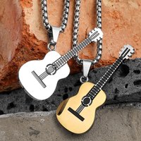 Band Guitar Stainless Steel Jewelry Men Trendy Necklaces With Pendant For Male Women Punk Hip Hop Accessories Gifts Wholesale