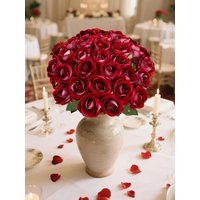 5Pcs Artificial Flowers Bouquet Red Velvet Fake Rose Flower for Wedding Home Table Decoration Christmas Valentine's Day Gift