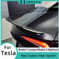 HEENVN Model Y Juniper Spoiler für Tesla Model 3 Highland Echtcarbon-Spoiler Hochleistungs-Kofferraumflügel Auto-Zubehör