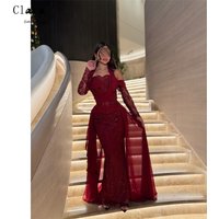 Clara Custom Red Lace Embroidery Off the Shoulder Prom Luxury Dresses 2026 Woman Luxury Evening Dress Elegant Cocktail Dresses