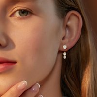 All Round Moissanite Diamond Ear Jacket Earrings 5mm&4mm&3.5mm 925 Real Silver Stud Earring for Women 2024 Unique Fine Jewelry