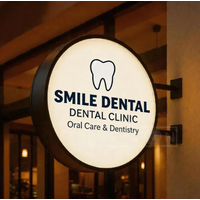 Round Dental Clinic Personalized LED Lightbox Sign โ Illuminated Sign for Storefront Restaurants and Indoor Outdoor Advertising
