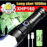 Lampe de poche LED haute puissance XHP160 torche rechargeable USB super lumineuse 26650 Zoom lampes de poche puissantes lanternes tactiques de camping