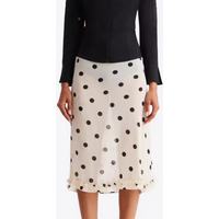 Y2k Fairy Coquette Skirts Dress Women's Midi Skirt See Through Low Rise Ruffled Hem Dot Pattern White Black Mesh Sheer Skirt