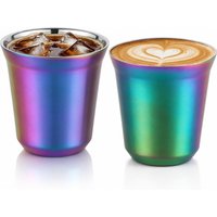 160ml Stainless Steel Colorful Double-layer Espresso Coffee Cup 5oz Metal Heat-insulating Shot Glass Cup for Home Bar & Gift Cup