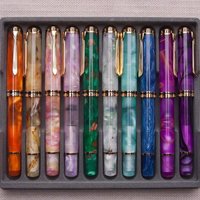 New Colors Admok Pens M800/800 Schmidt 1.0mm 0.7 Nib Bock Tip F/ B/M Nibs Ink Pens Piston Fountain Pen Resin Writing
