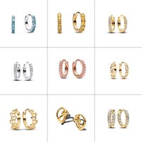 Original 18K Gold Plated 925 Silver Zircon Inlay Circle Earrings For Women Hoop Earings Rose Gold Wedding Gift Luxury Jewelry